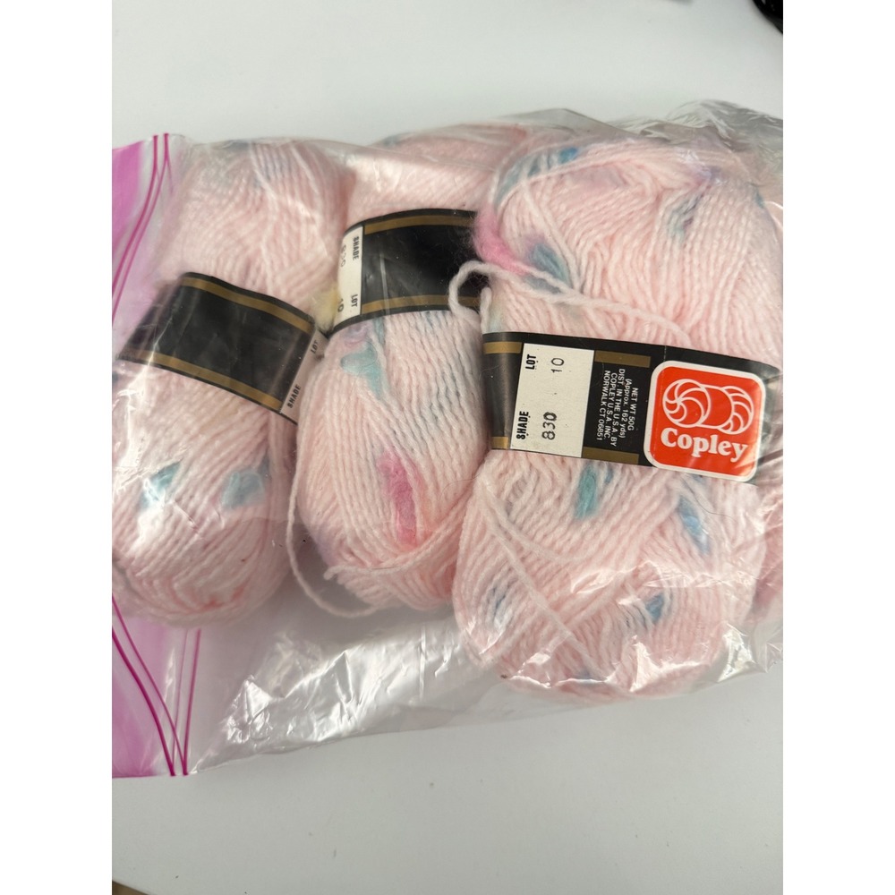 3 Skeins Copley Popcorn Yarn Shade 830 Pink Pastel Multi 50g Each Made in UK
